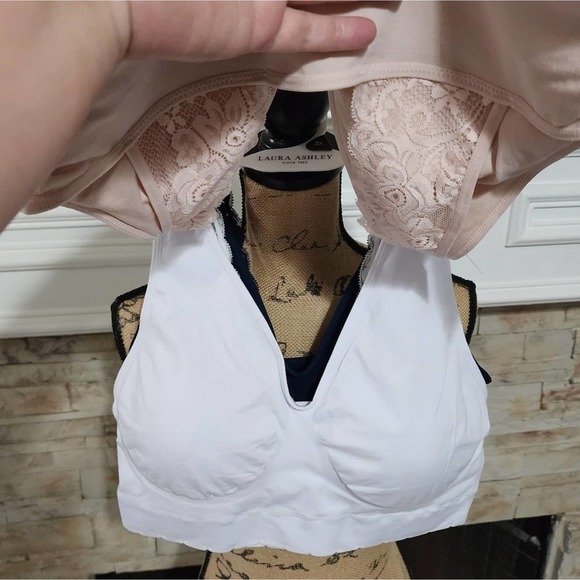 Laura Ashley lace 3pk active athletic workout lounge bras bralettes plus size - Picture 7 of 8